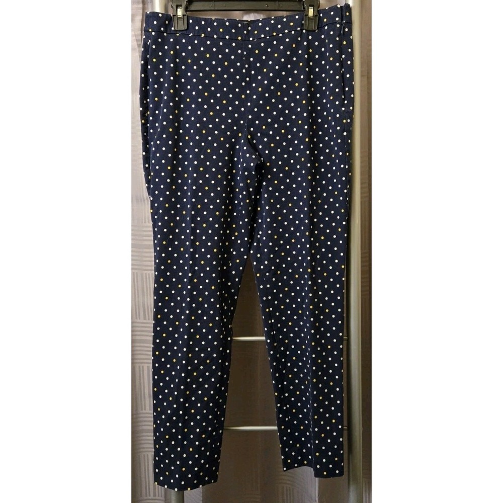 Talbots Chatham Ankle Pants Women‎ size 10 Blue Polka Dot Stretch Career Office